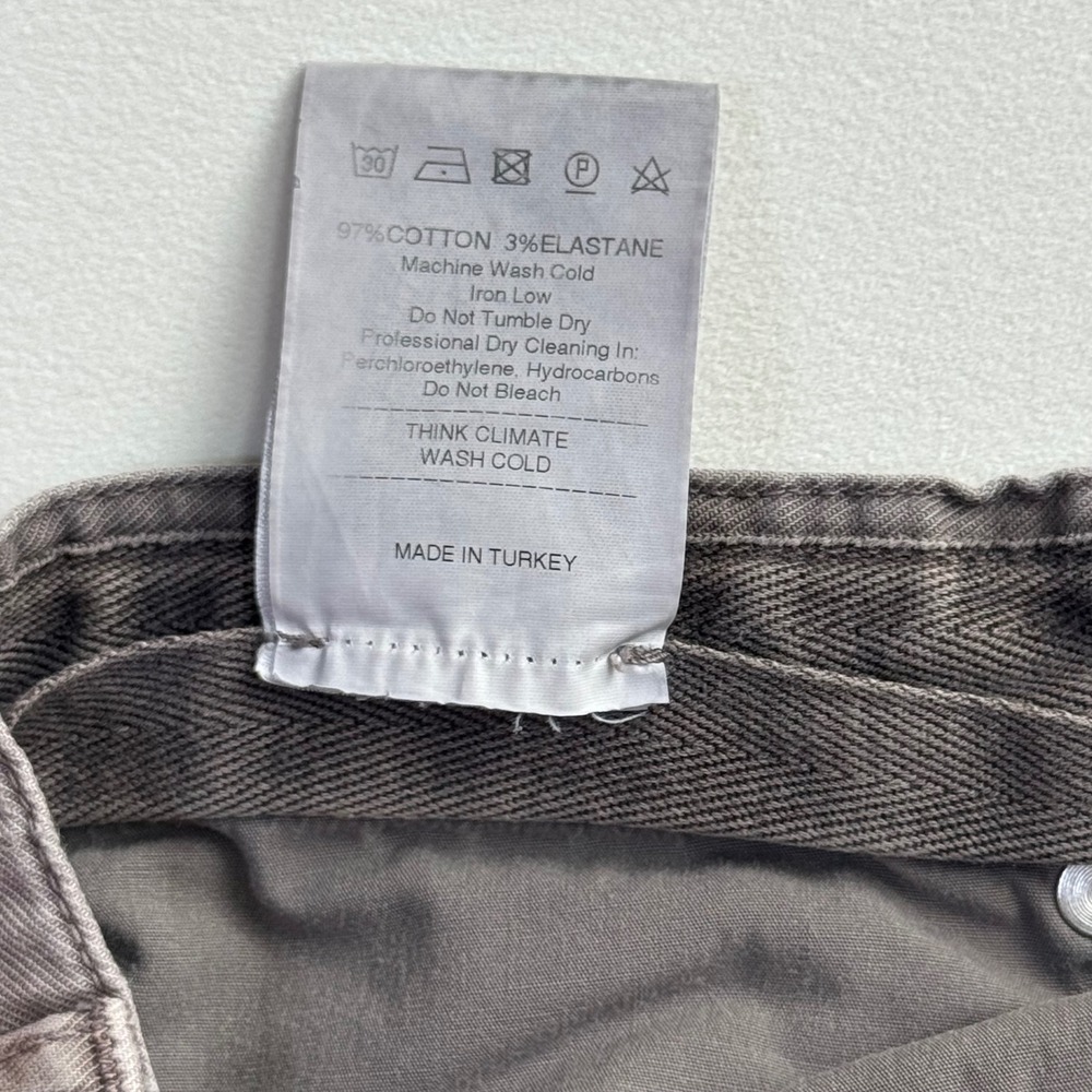 Ledbury Mens 34/28 Straight Leg 5-Pocket Cotton Twill Pants Taupe Grey Hemmed - Picture 9 of 10